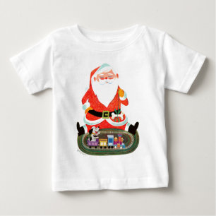 Camiseta Para Bebê Papai noel com trem