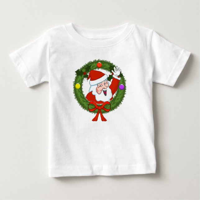 Camiseta Para Bebê Papai Noel em Vestido de Babados para Criança (Frente)