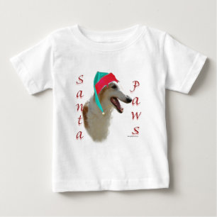 Camiseta Para Bebê Papais noeis Borzoi Paws