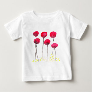 Camiseta Para Bebê Papoilas bonitas da aguarela