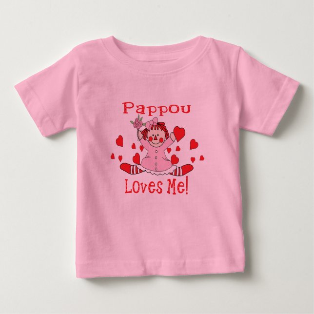 Camiseta Para Bebê Pappou Love é eu Rag Doll (Frente)
