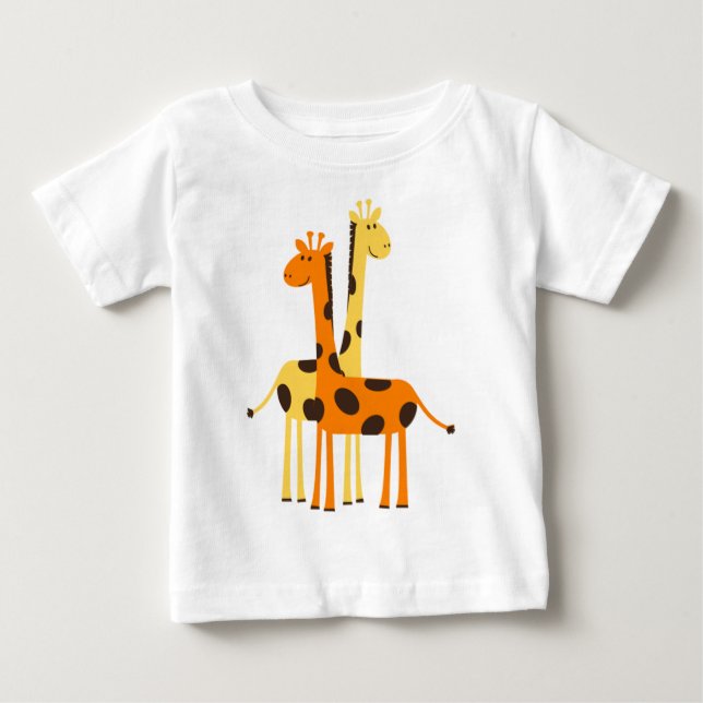 Camiseta Para Bebê Par de Girafa Engraçado Bonito (Frente)