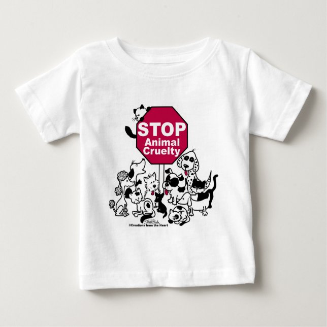 Camiseta Para Bebê Parar a crueldade dos animais (Frente)