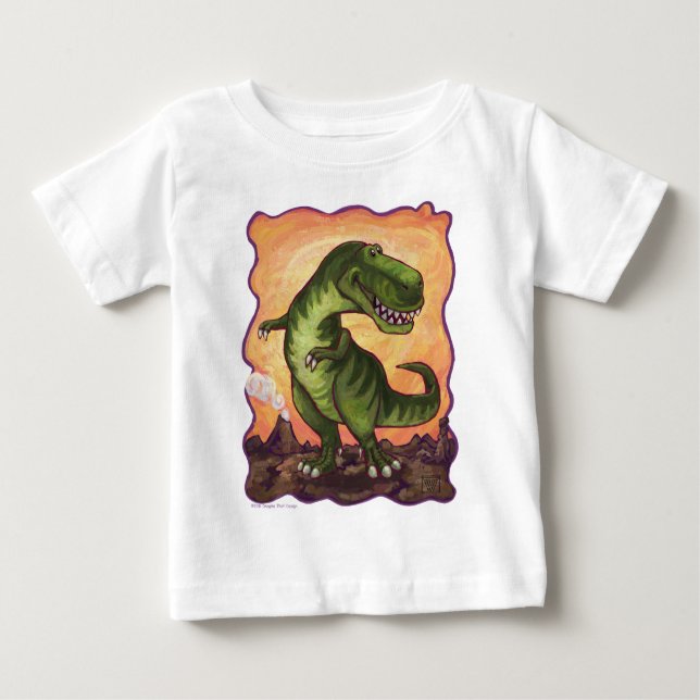 Camiseta Para Bebê Partes superiores da arte do tiranossauro (Frente)