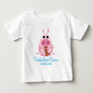 Camiseta Para Bebê Páscoa do celeiro do Peekaboo suspeitoso o porc