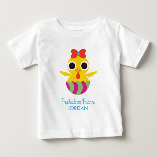 Camiseta Para Bebê Páscoa Peekaboo Barn | Bayla o Pintinho 2 (Frente)