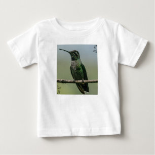 Camiseta Para Bebê - Pássaro Humming Sentado no Ramo