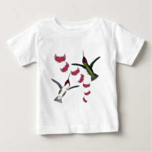 Camiseta Para Bebê Pássaros Feiticeiros Grunge Corações com Asas
