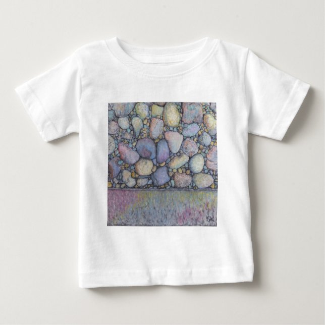 Camiseta Para Bebê Pastel River Rock and Pebbles (Frente)
