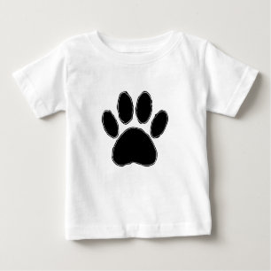 Camiseta Para Bebê Pata De Cães Desenhando Em Preto