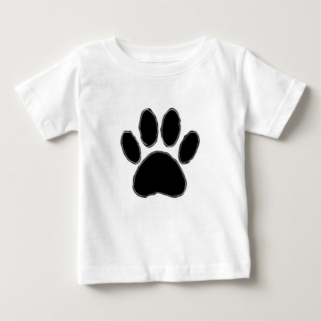 Camiseta Para Bebê Pata De Cães Desenhando Em Preto (Frente)