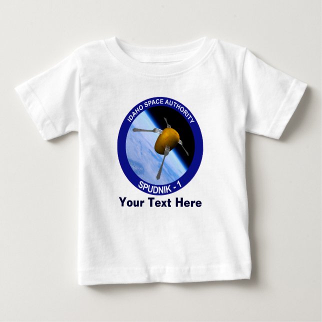Camiseta Para Bebê Patch da Missão de Satélite Idaho Spudnik (Frente)