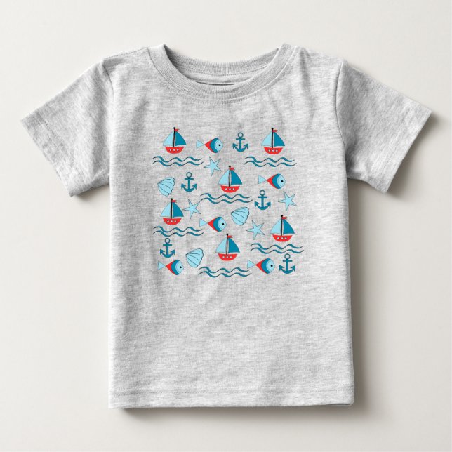 Camiseta Para Bebê patrón naútico (Frente)