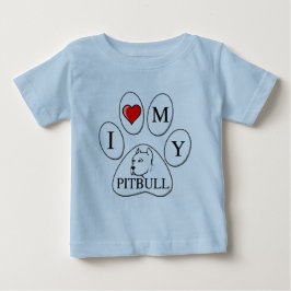 Camiseta Para Bebê PAW - Eu amo meu Pit Bull - Amo Cães