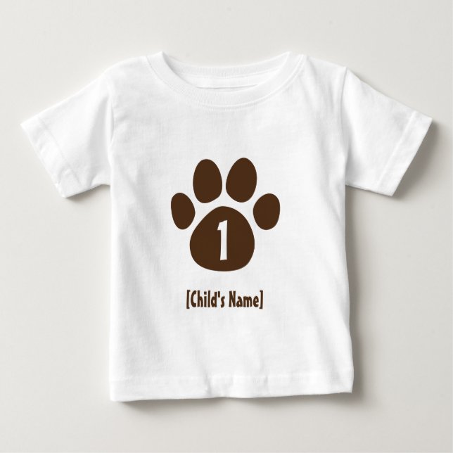 Camiseta Para Bebê Paw Print Birthday (Frente)