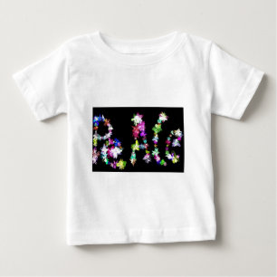Camiseta Para Bebê "PAZ" na Impressão de Arte das Flores