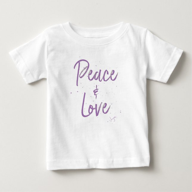 Camiseta Para Bebê PEACE-and-Love-Purple (Frente)