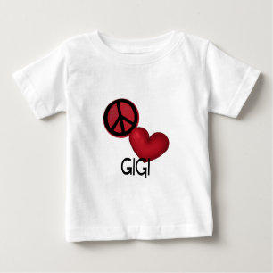 Camiseta Para Bebê Peace Love Gigi