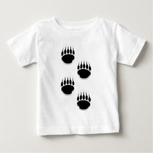 Camiseta Para Bebê Pegadas de Pata de Urso Negro