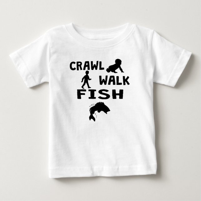 Camiseta Para Bebê Peixes da caminhada do rastejamento (Frente)