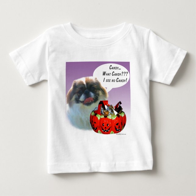 Camiseta Para Bebê Pekingese Halloween Candy (Frente)