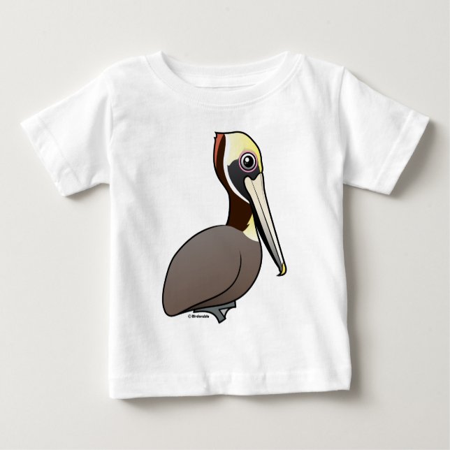 Camiseta Para Bebê Pelicano de Birdorable Brown (Frente)