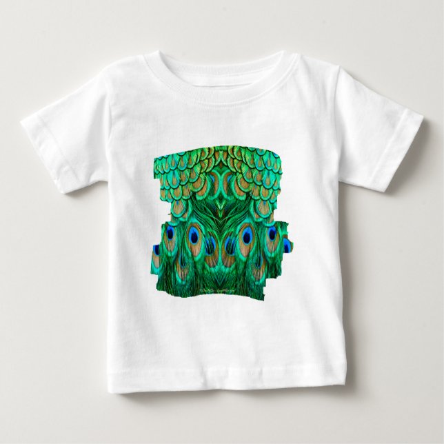 Camiseta Para Bebê Penas de Pavão Gloriosas (Frente)