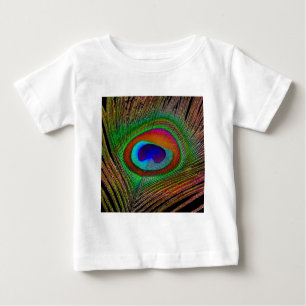 Camiseta Para Bebê Penas de Peacock de Cobre Vibrantes