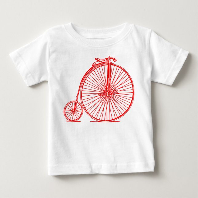Camiseta Para Bebê Penny Farthing - Vermelho (Frente)