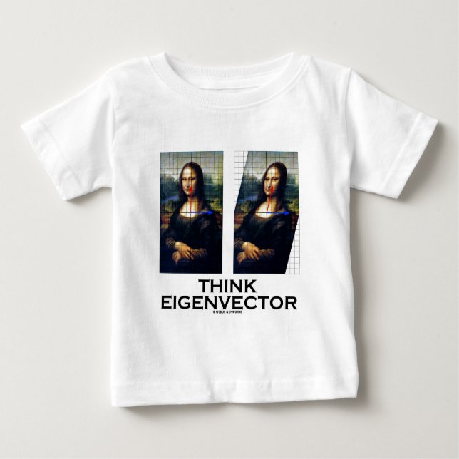 Camiseta Para Bebê Pense o Eigenvector (Mona Lisa restaurada) (Frente)