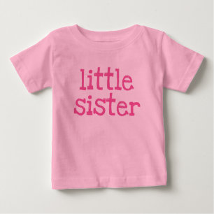 Camiseta Para Bebê Pequena Irmã de Texto Rosa