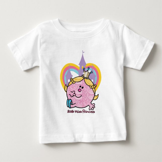 Camiseta Para Bebê Pequena Miss Princesa Posicionando Com Castle & He (Frente)