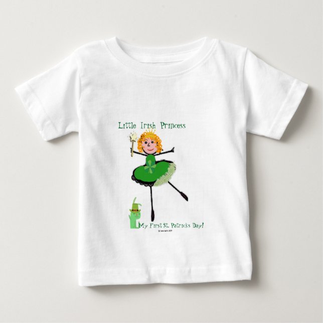 Camiseta Para Bebê Pequena Princesa Irlandesa - Minha Primeira Rua. D (Frente)