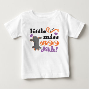 Camiseta Para Bebê pequena senhorita boo yah lindo halloween