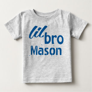 Camiseta Para Bebê Pequeno BRO Azul Personalizado