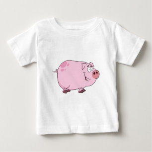 Camiseta Para Bebê Personagem de desenho animado do porco