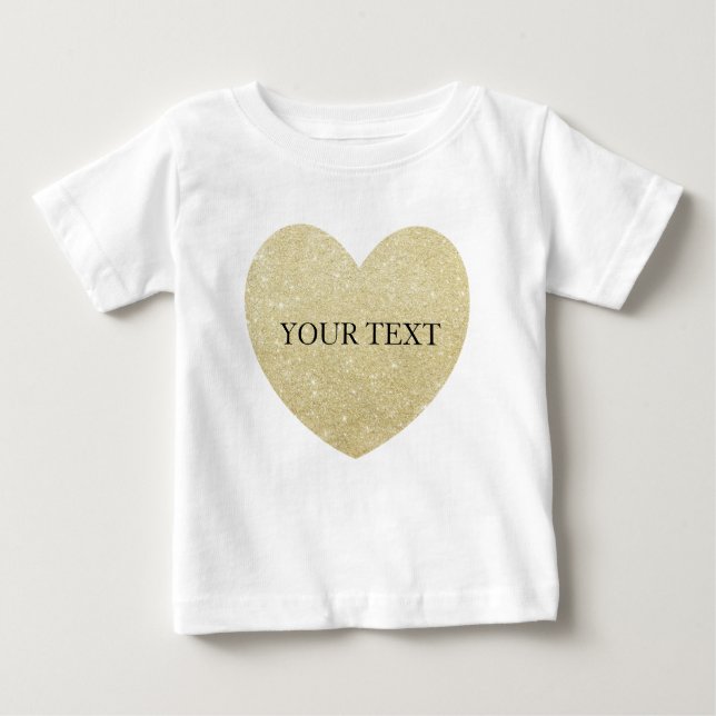 Camiseta Para Bebê Personalizar o coração da falha do ouro (Frente)
