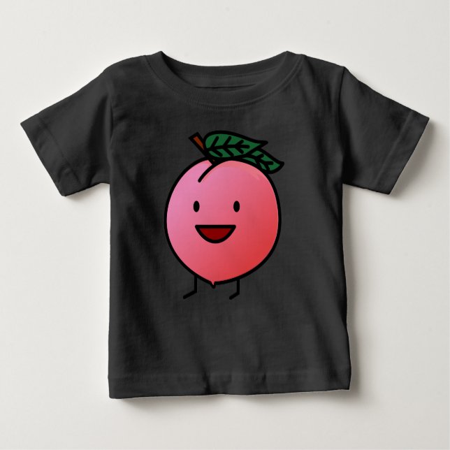 Camiseta Para Bebê Pêssego Rosa Feliz Sorriso Design Bro (Frente)