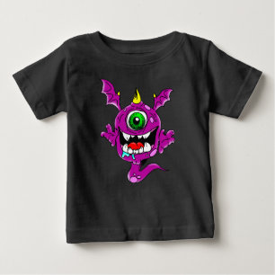 Camiseta Para Bebê Pessoas roxas bonitos do monstro do comedor