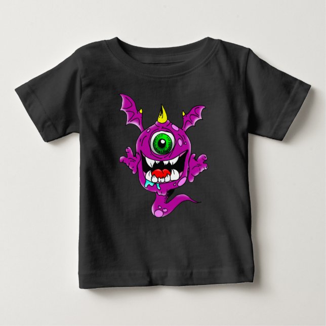 Camiseta Para Bebê Pessoas roxas bonitos do monstro do comedor (Frente)