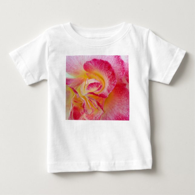 Camiseta Para Bebê pétalas amarelas cor-de-rosa (Frente)