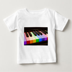 Camiseta Para Bebê Piano do arco-íris