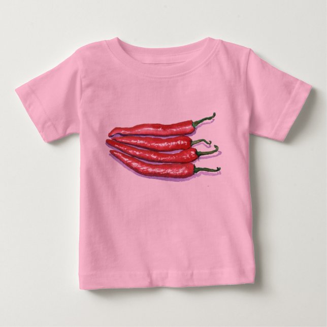 Camiseta Para Bebê Pimentos Chili Criança Creeper (Frente)