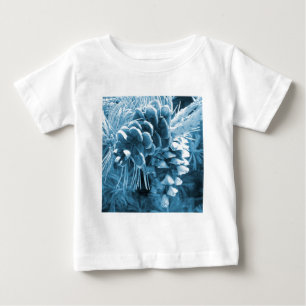 Camiseta Para Bebê Pinecone azul-do-natal primitivo