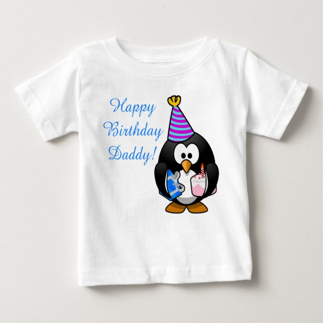 Camiseta Para Bebê Pinguim bonito feito sob encomenda do bebê do pai (Frente)