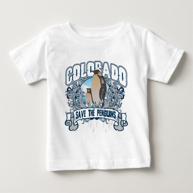 Camiseta Para Bebê Pinguim Colorado (Frente)