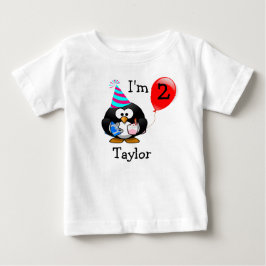 Camiseta Para Bebê Pinguim de festa de 2º aniversário engraçado e fof