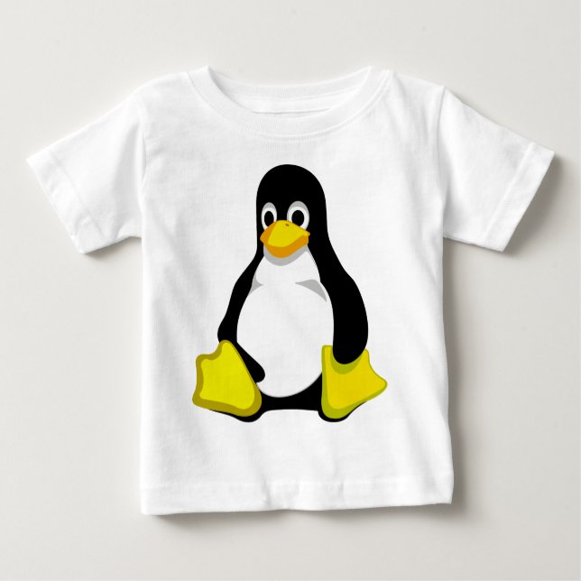 Camiseta Para Bebê Pinguim Linux Tux (Frente)