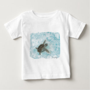 Camiseta Para Bebê Pintura da aguarela da tartaruga