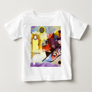 Camiseta Para Bebê Pintura de Abstrato Amarelo Azul Kandinsky